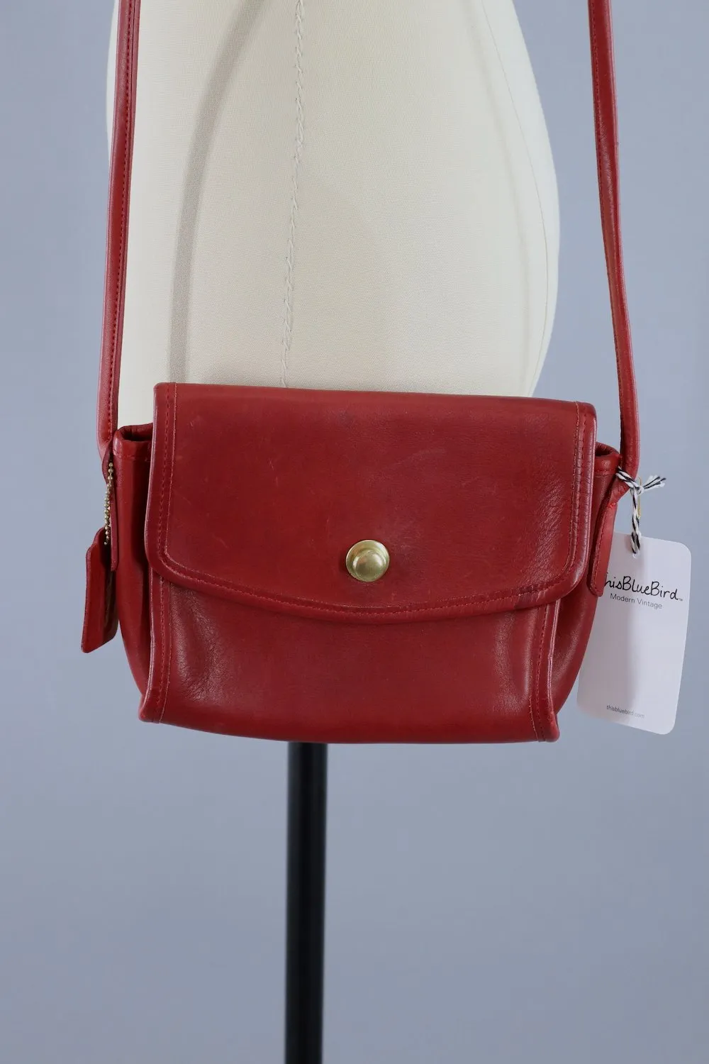 Vintage Red Leather COACH Cross Body Bag