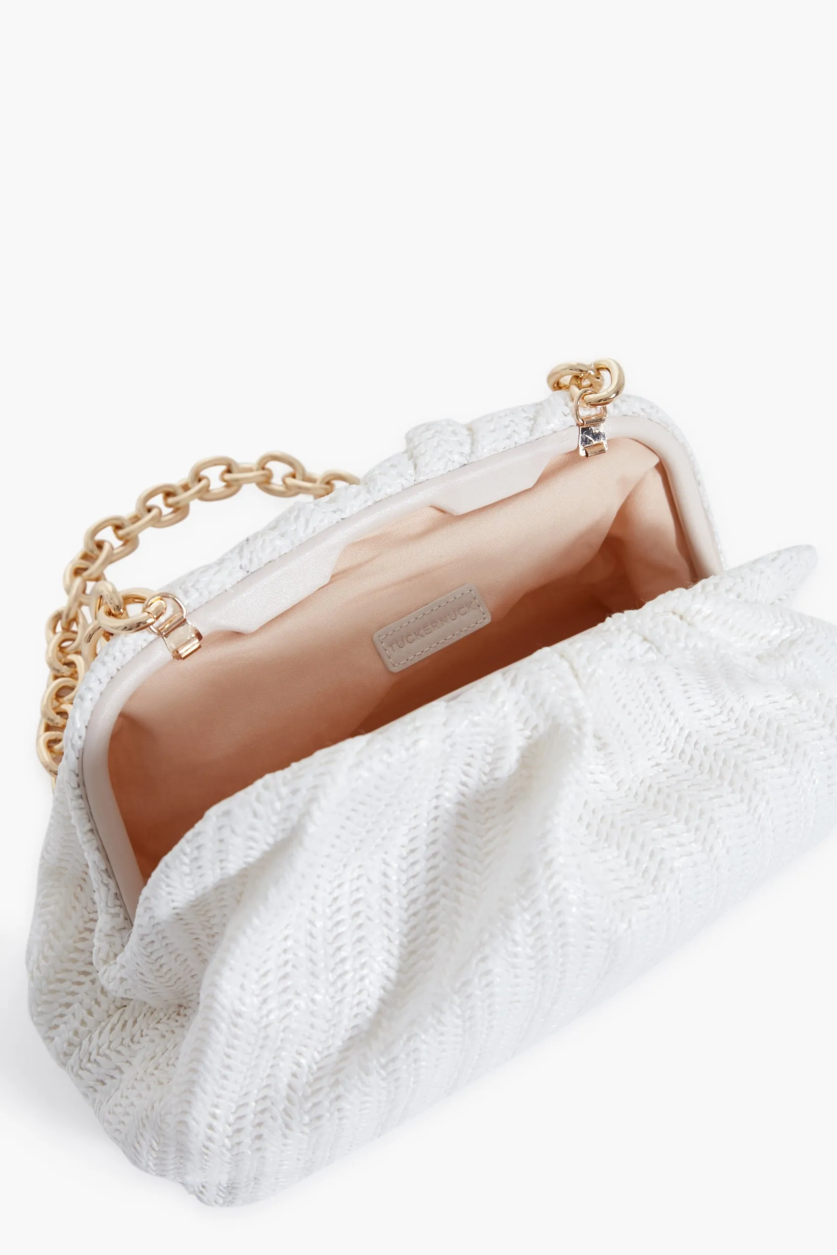 White Raffia Slouchy Clutch