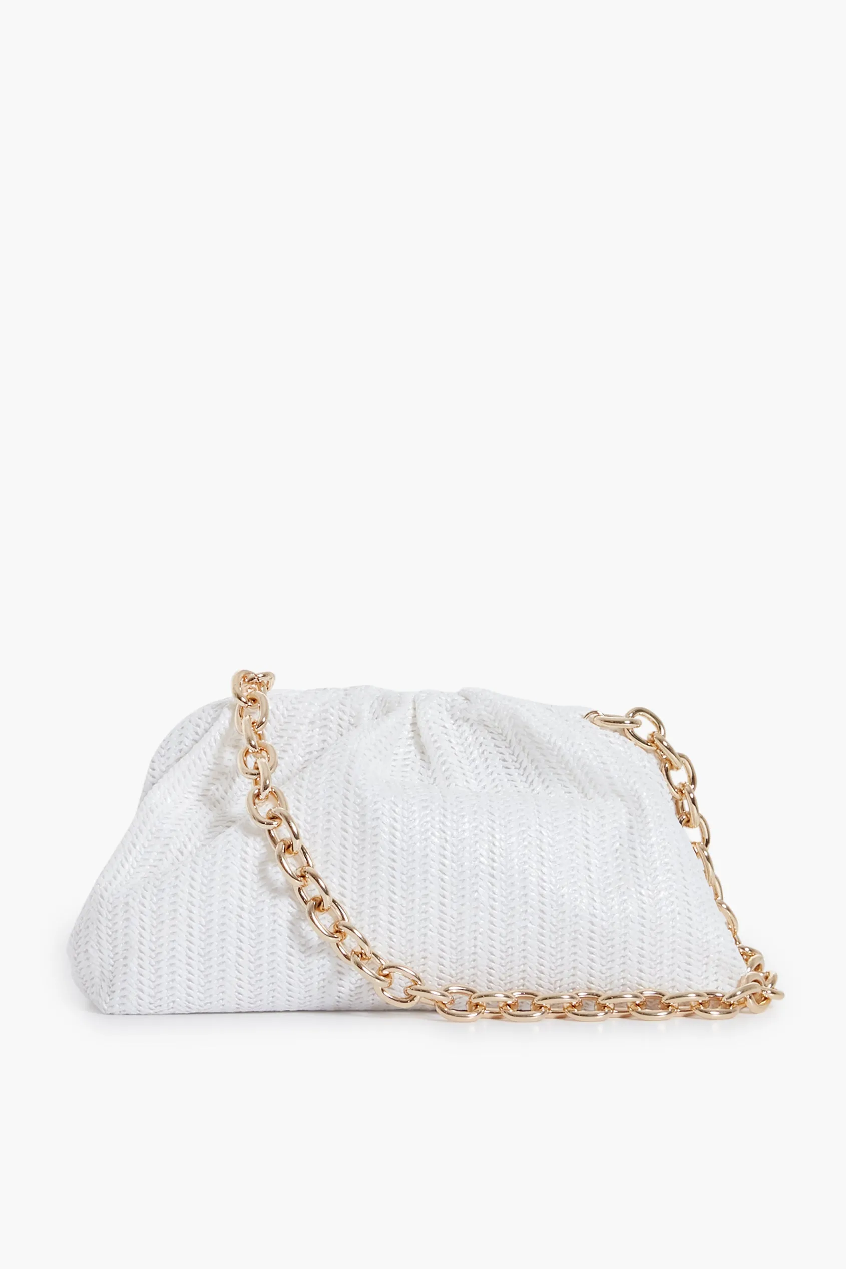 White Raffia Slouchy Clutch