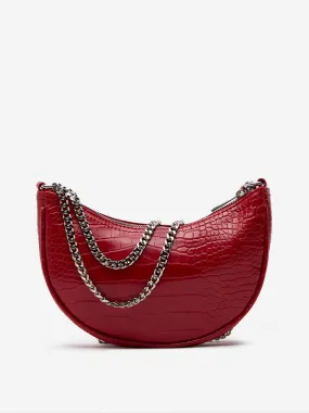 Women Accessories Red Textured Crescent Sling Bag