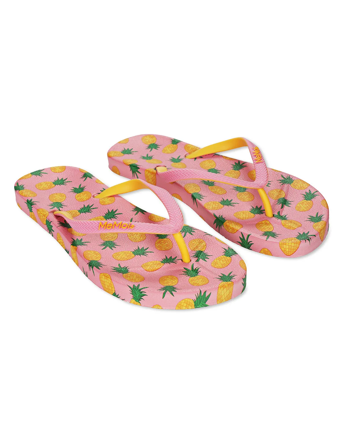 Women's Pineapple Flip Flops & Mesh Bag Set