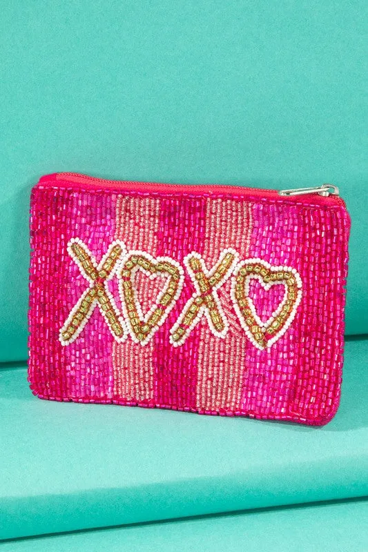 XOXO Beaded Coin Bag