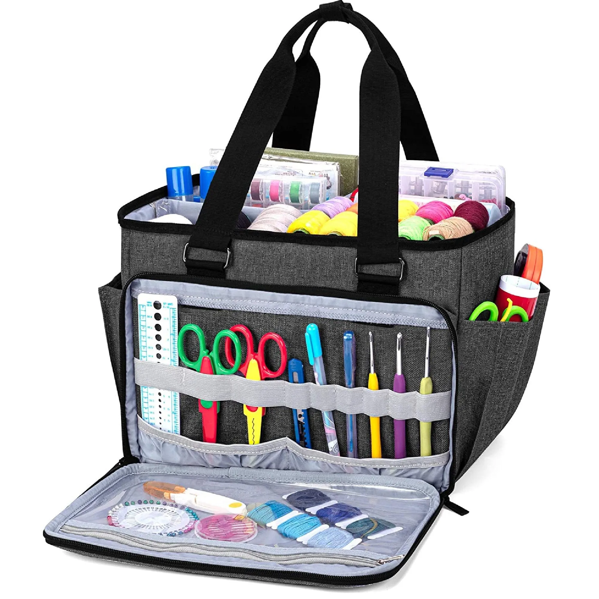 YARWO Sewing Accessories Organizer | Craft Storage Bag With Pockets For Sewing Accessories and Craft Supplies